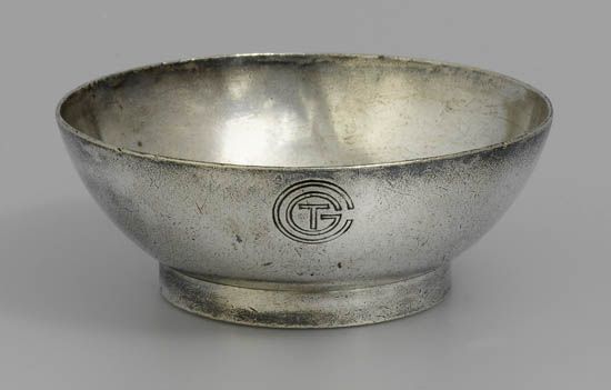 (FRENCH LINE.) Normandie. Silver nut dish by Christofle,